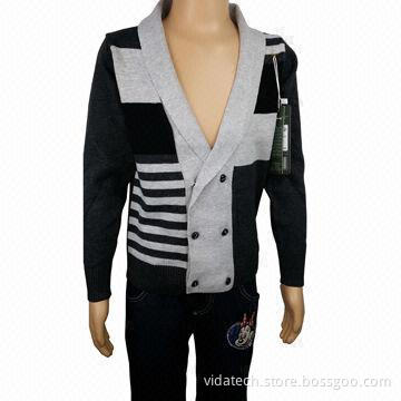 Boy's cotton sweater with suit collar, available in various sizes, styles, colors and fabric